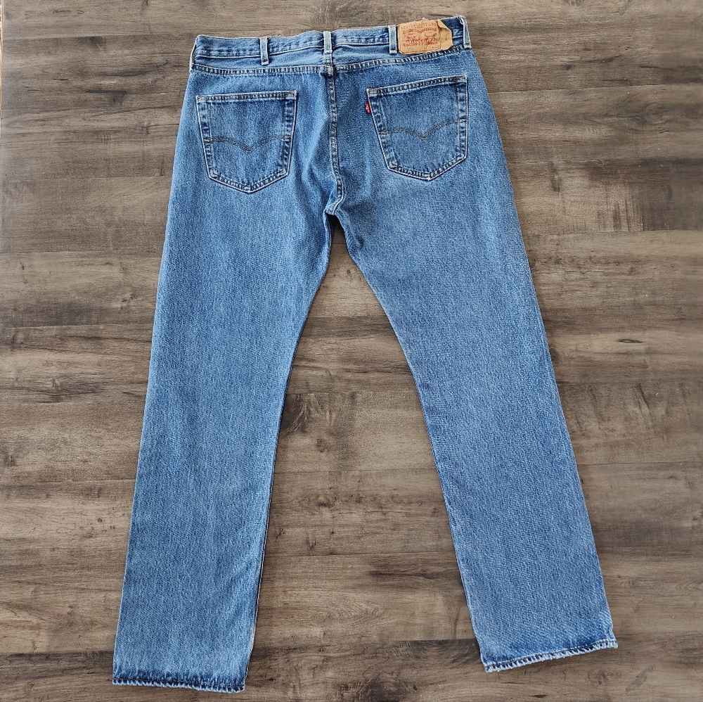 Levi's 501 Original Fit Straight Leg Blue Jeans Men's Size 38 - Picture 8 of 15